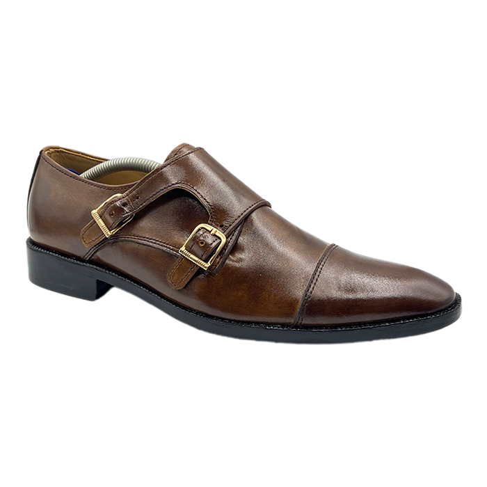 Cow Leather Double monk strap shoes FT-825 - Brown / 41 - shoe