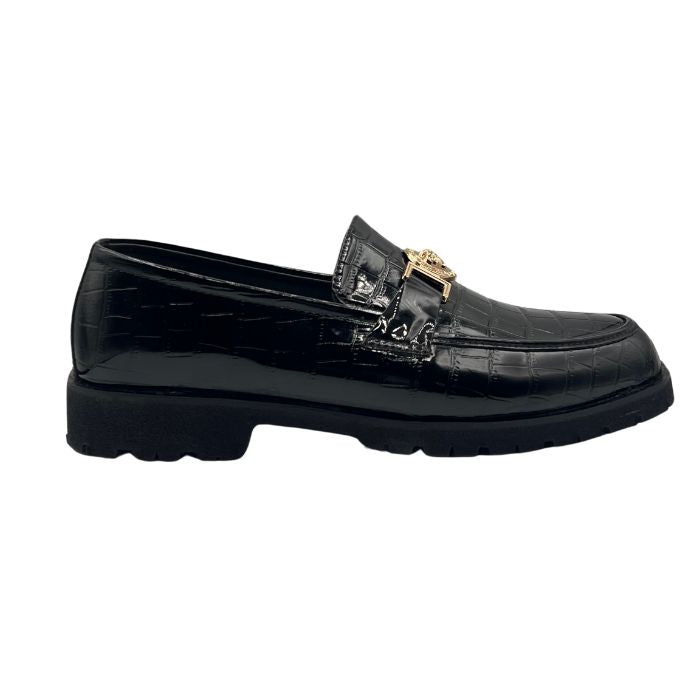 Versace Black Shoes Patent FT-795