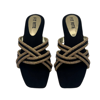 Fancy stones flat slipper FT- 1111