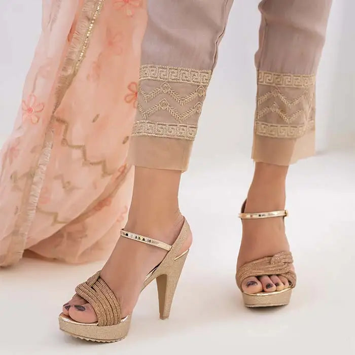 Bridal Fancy Heel Sandals 908 - Golden / 36 - Heel