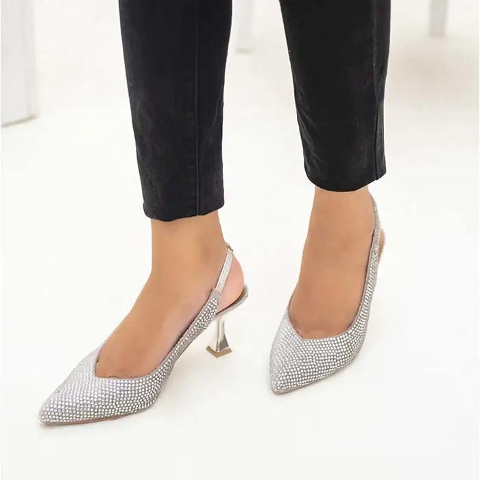 Dream Dazzle Slingback Pump 910 - Silver / 36 - Heel