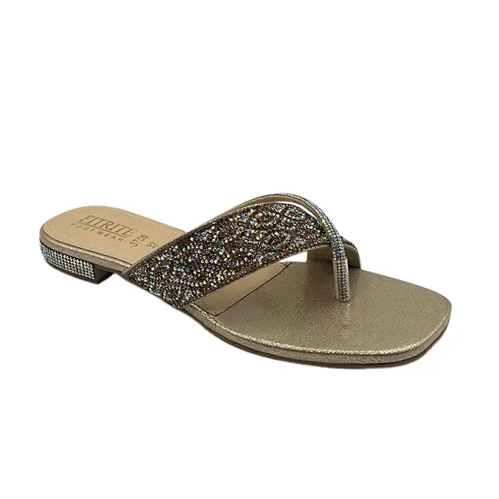 Flat Chappal FT-102 - Golden / 36 - Flat Chappal