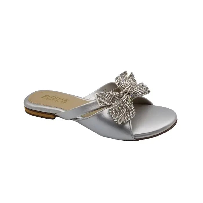 Flat Fancy Slippers FT-1141 - Silver / 36 - Flat Chappal