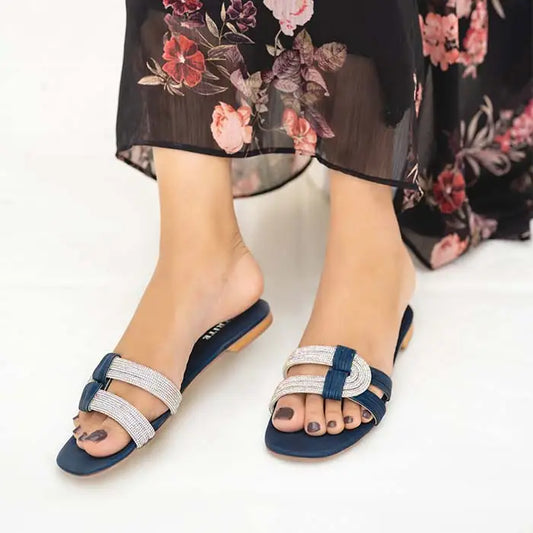 Flat Slipper FT-07 - Navy Blue / 36 - Flat Chappal