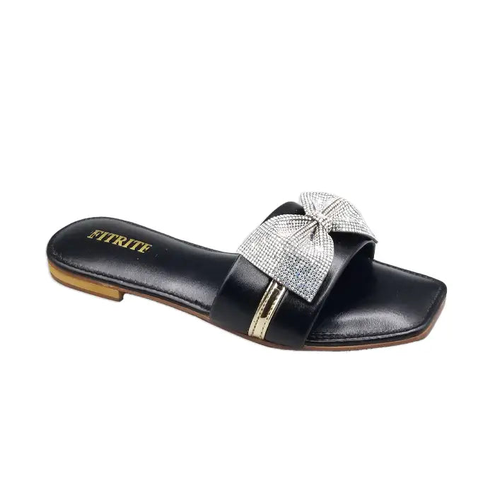 Flat Tie Slipper FT-17 - Black / 36 - Flat Chappal