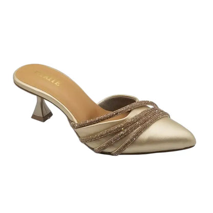 JIMMY CHOO Women’s Black Mules with Clear Heels FT-404 - Golden / 36 - Heel