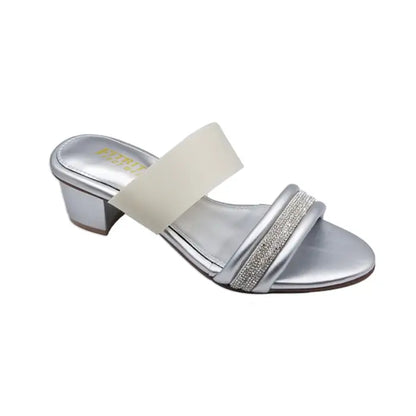 Sami Formal Small Block Slipper FT-425 - Silver / 36 - Slippers