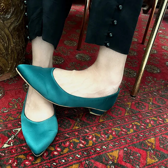 Silk Pointy Toe Pump 1009 - Green / 36 - Pumps