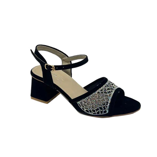 Suede Block heel sandal FT-802 - Black / 37 - Sandal