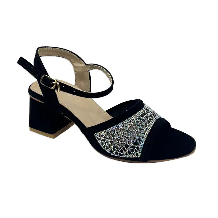 Suede Block heel sandal FT-806 - Black / 36 - Sandal