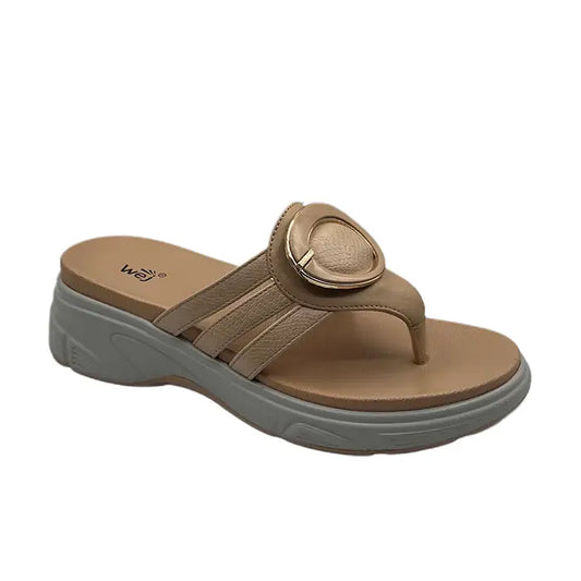 Wedge Chappal 0184 - Beige / 36 - Slipers